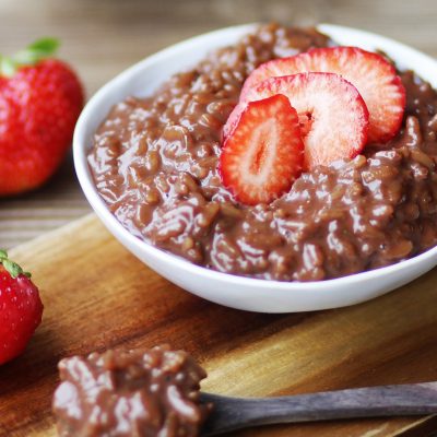 Chocolate Rice pudding with brown rice 10′