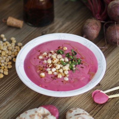 Beetroot Humus from Large Chickpeas
