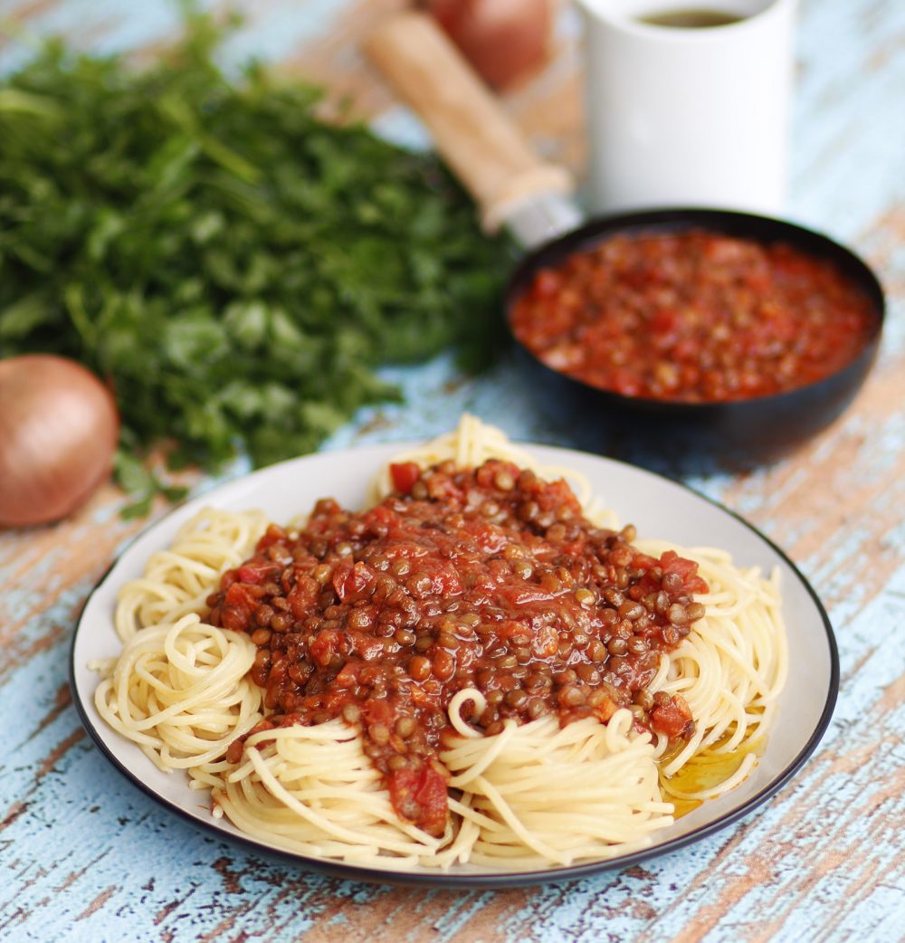 Pasta with lentils Bolognese